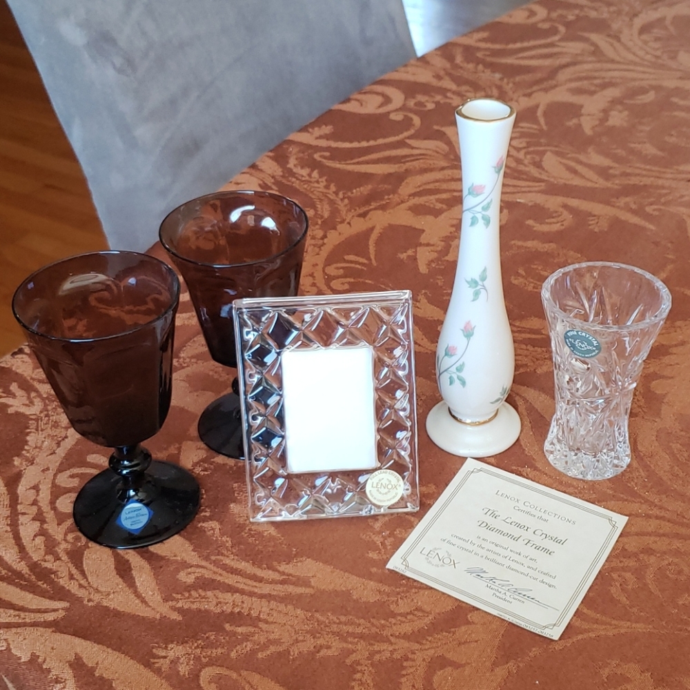 Lenox Lot 5 Items Vase Aperitif Glasses